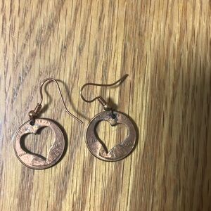 Heart cutout penny earrings